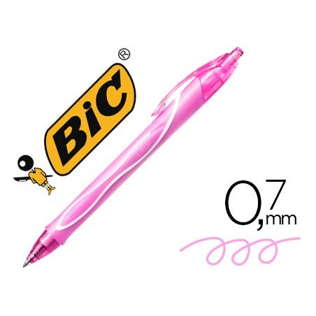 Boligrafo bic gelocity quick dry retractil tinta gel rosa punta de 07 mm