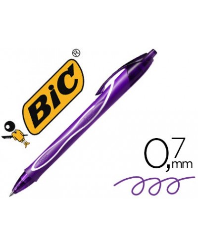 Boligrafo bic gelocity quick dry retractil tinta gel purpura punta de 07 mm