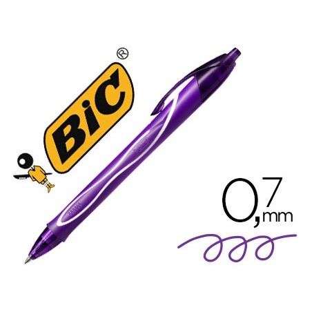 Boligrafo bic gelocity quick dry retractil tinta gel purpura punta de 07 mm