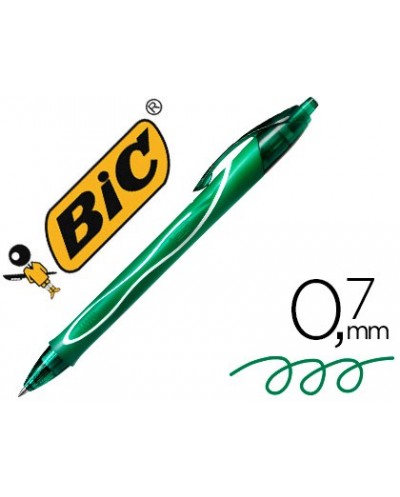 Boligrafo bic gelocity quick dry retractil tinta gel verde punta de 07 mm