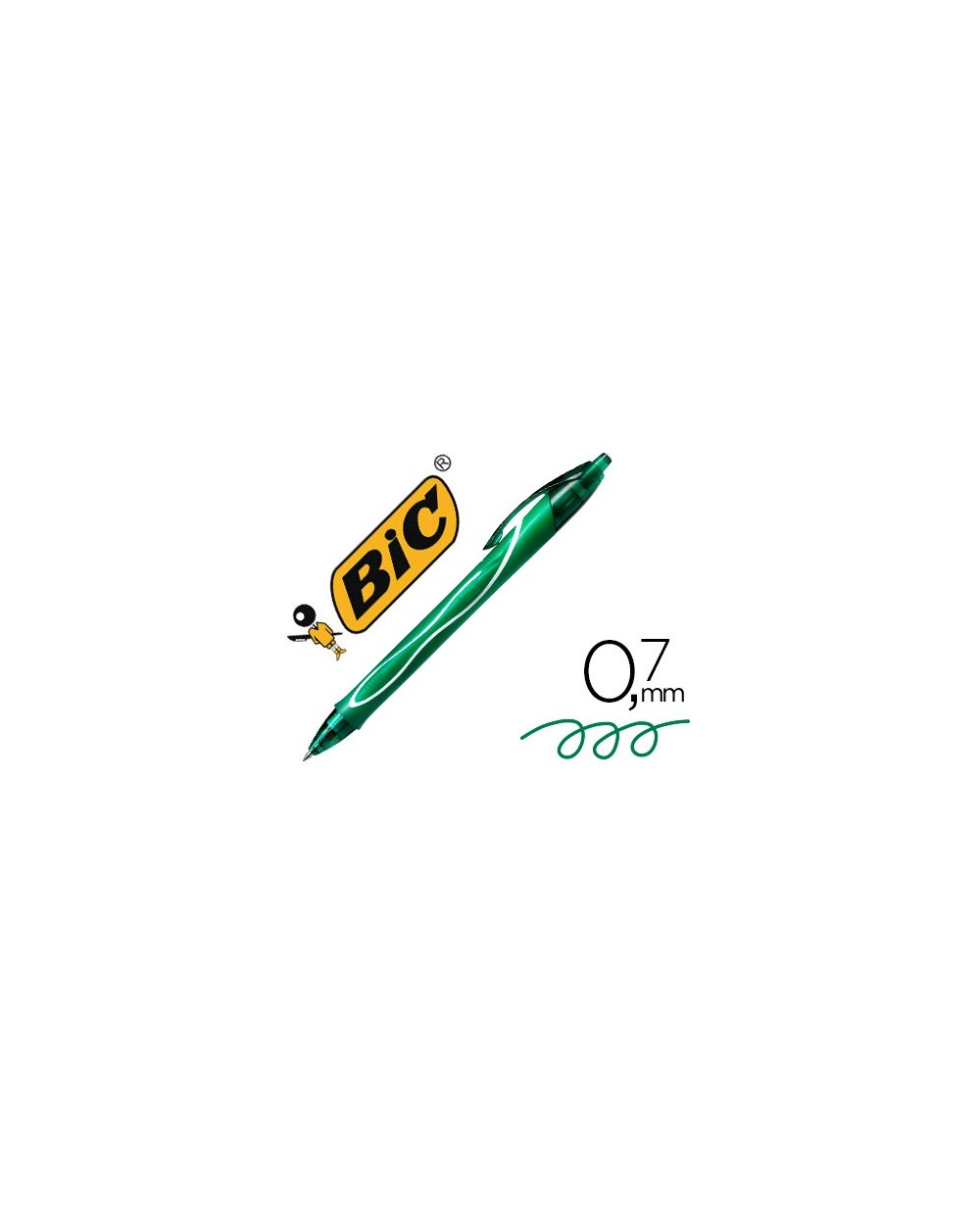 Boligrafo bic gelocity quick dry retractil tinta gel verde punta de 07 mm