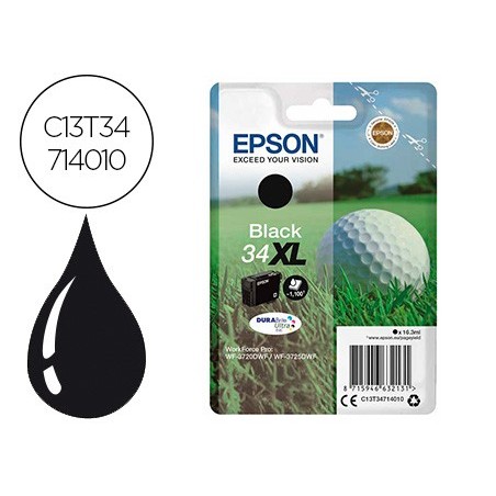 Ink jet epson 34xl workforce pro wf 3720 wf 3720dwf wf 3725dwf negro 1100 pag