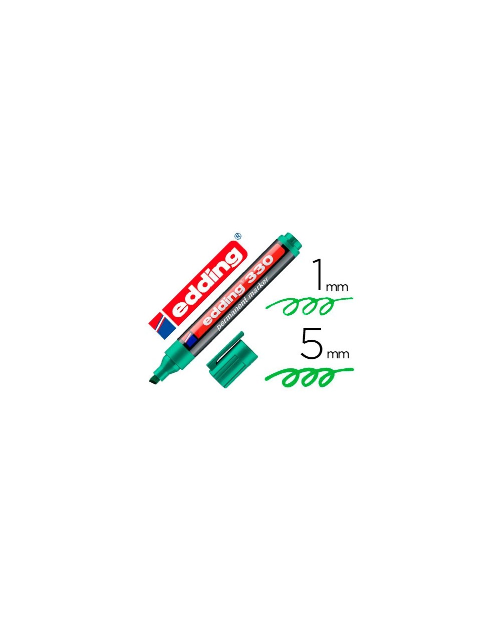 Rotulador edding marcador permanente 330 verde punta biselada 1 5 mm recargable