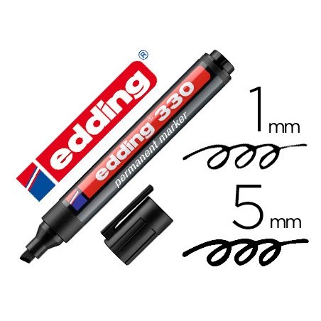 Rotulador edding marcador permanente 330 negro punta biselada 1 5 mm recargable