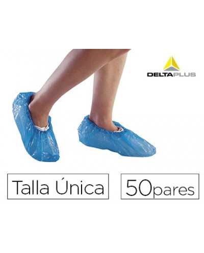 Cubre calzado delta plus polietileno azul talla unica caja de 50 pares