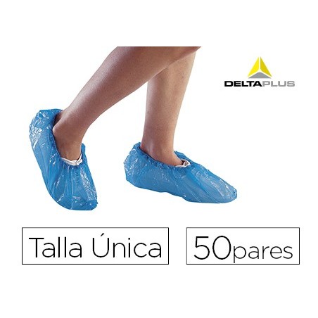 Cubre calzado delta plus polietileno azul talla unica caja de 50 pares