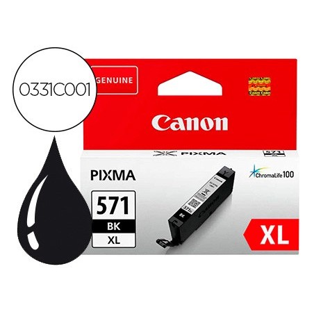 Ink jet canon cli 571bk xl pixma ts5051 5053 5055 6050 6051 6052 8051 8052 9050 9055 negro 4425