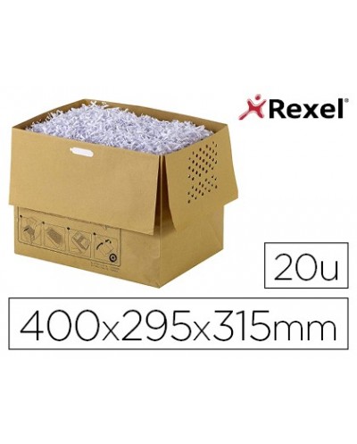 Bolsa de residuos rexel reciclable para destructora auto300x capacidad 40 l pack de 20 unidades 400x295x315 mm