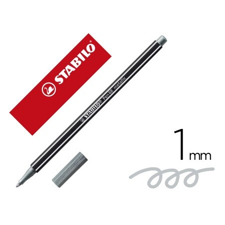 Rotulador stabilo acuarelable pen 68 metalico plata 1 mm