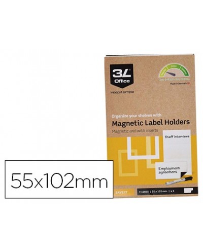 Portaetiquetas magnetico 3l 55x102 mm pack de 3 unidades