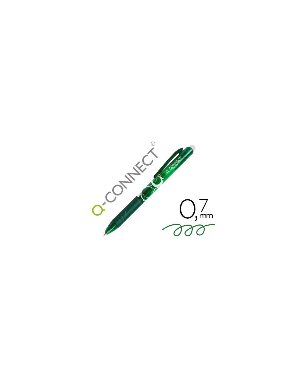 Boligrafo q connect retractil borrable 07 mm color verde