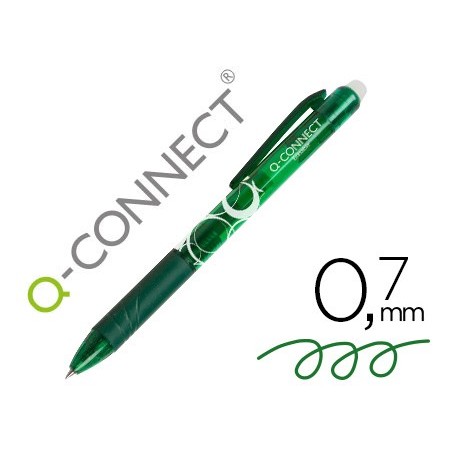 Boligrafo q connect retractil borrable 07 mm color verde