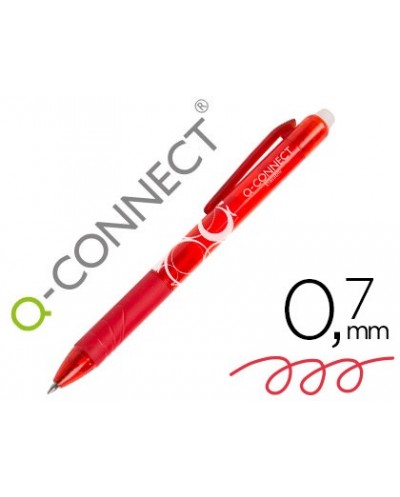 Boligrafo q connect retractil borrable 07 mm color rojo