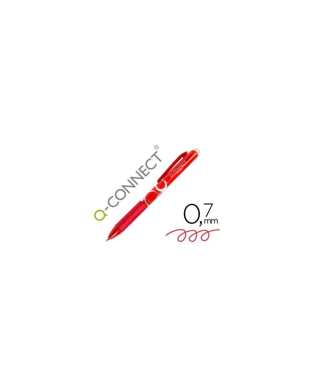 Boligrafo q connect retractil borrable 07 mm color rojo