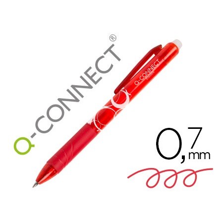 Boligrafo q connect retractil borrable 07 mm color rojo