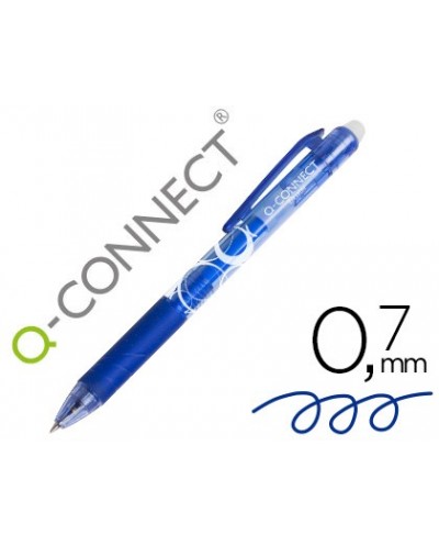 Boligrafo q connect retractil borrable 07 mm color azul