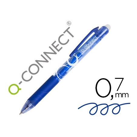 Boligrafo q connect retractil borrable 07 mm color azul