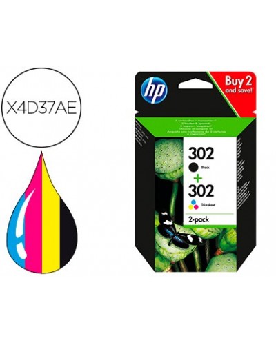 Ink jet hp 302 deskjet 11xx 21xx 36xx envy 45xx officejet 38xx 46xx 52xx pack multicolor negro