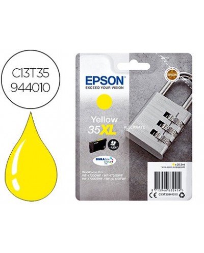 Ink jet epson 35xl t3594 pro wf 4720dwf 4725dwf 4730dtwf 4740dtwf amarillo alta capacidad 1900 paginas