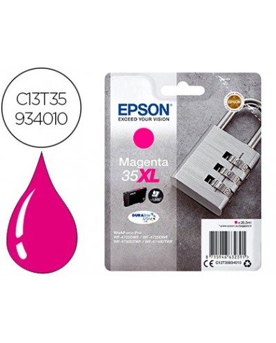 Ink jet epson 35xl t3593 pro wf 4720dwf 4725dwf 4730dtwf 4740dtwf magenta alta capacidad 1900 paginas