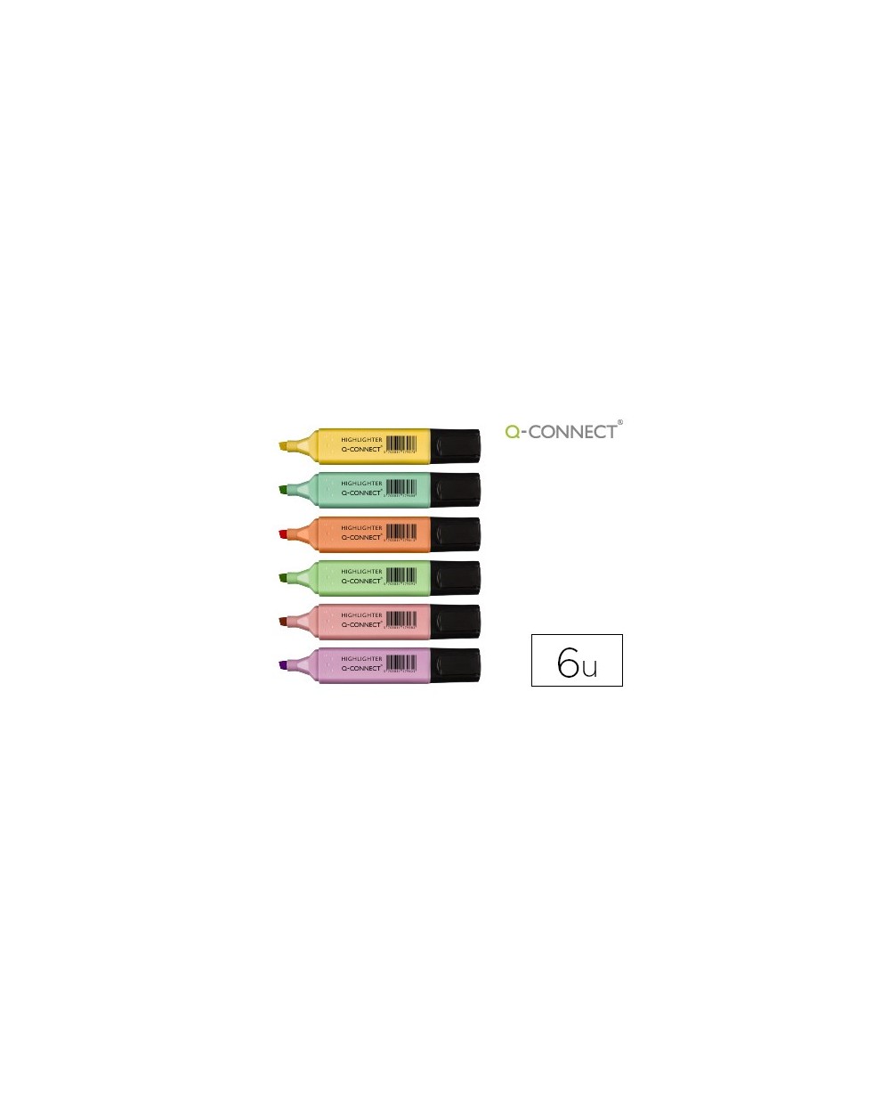 Rotulador q connect fluorescente pastel punta biselada estuche de 6 unidades colores surtidos