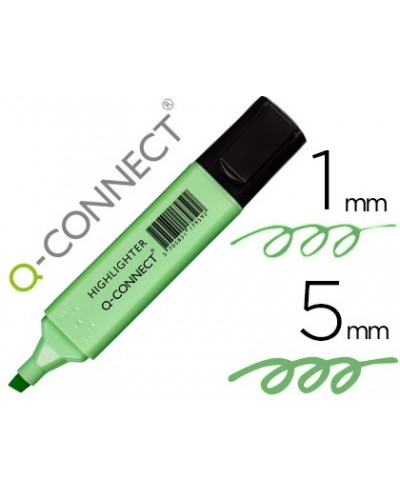 Rotulador q connect fluorescente pastel verde punta biselada