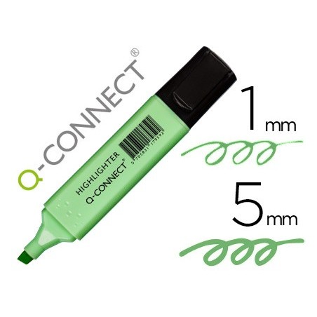 Rotulador q connect fluorescente pastel verde punta biselada