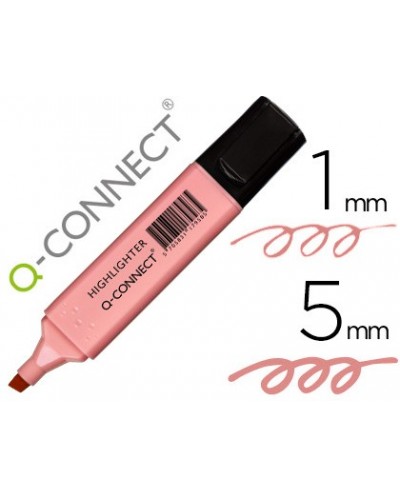 Rotulador q connect fluorescente pastel rosa punta biselada