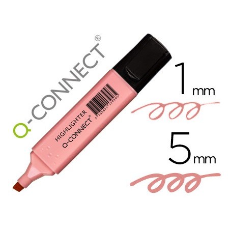 Rotulador q connect fluorescente pastel rosa punta biselada