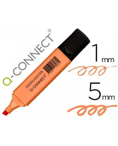 Rotulador q connect fluorescente pastel naranja punta biselada