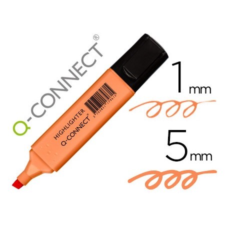 Rotulador q connect fluorescente pastel naranja punta biselada