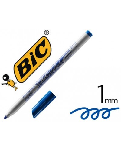 Rotulador bic velleda fino para pizarra azul punta redonda 1 mm