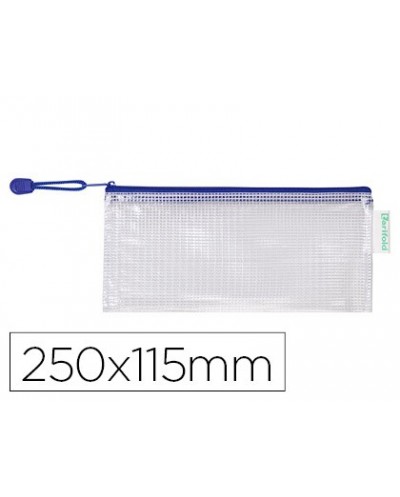 Bolsa multiusos tarifold pvc 250x115 mm apertura superior con cremallera portaboligrafo y correa color azul