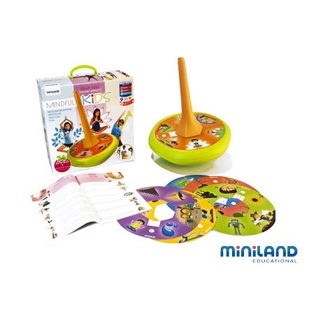 Juego didactico miniland mindfulnes con peonza gigante y guia de ejercicios