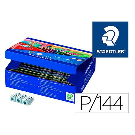 Lapiz de color staedtler wopex ecologico caja de 144 unidades surtidas 12 colores surtidos