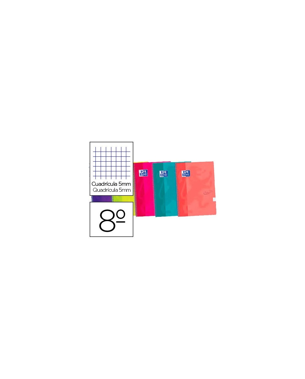 Cuaderno espiral oxford ebook 4 tapa extradura 8 120 hojas cuadricula 5 mm colores surtidos touch