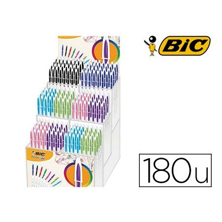 Boligrafo bic cristal up bicolor punta de 12 mm expositor de 180 uds surtidos regalo 50 uds cristal azul