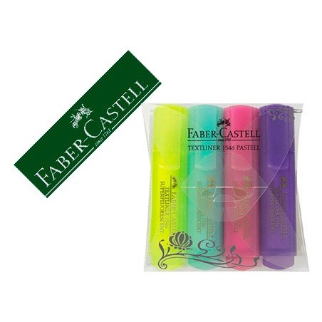 Rotulador faber fluorescente 1546 color pastel estuche 4 unidades surtidas