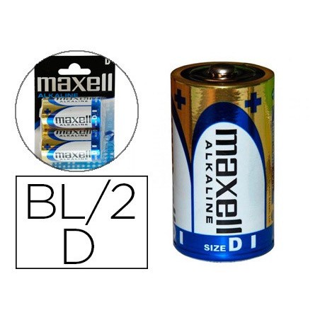 Pila maxell alcalina 15v tipo d lr20 blister de 2 unidades