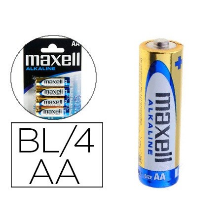 Pila maxell alcalina 15 v tipo aa lr06 blister de 4 unidades
