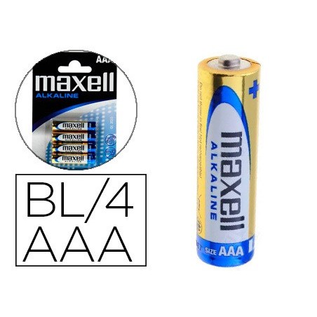 Pila maxell alcalina 15 v tipo aaa lr03 blister de 4 unidades
