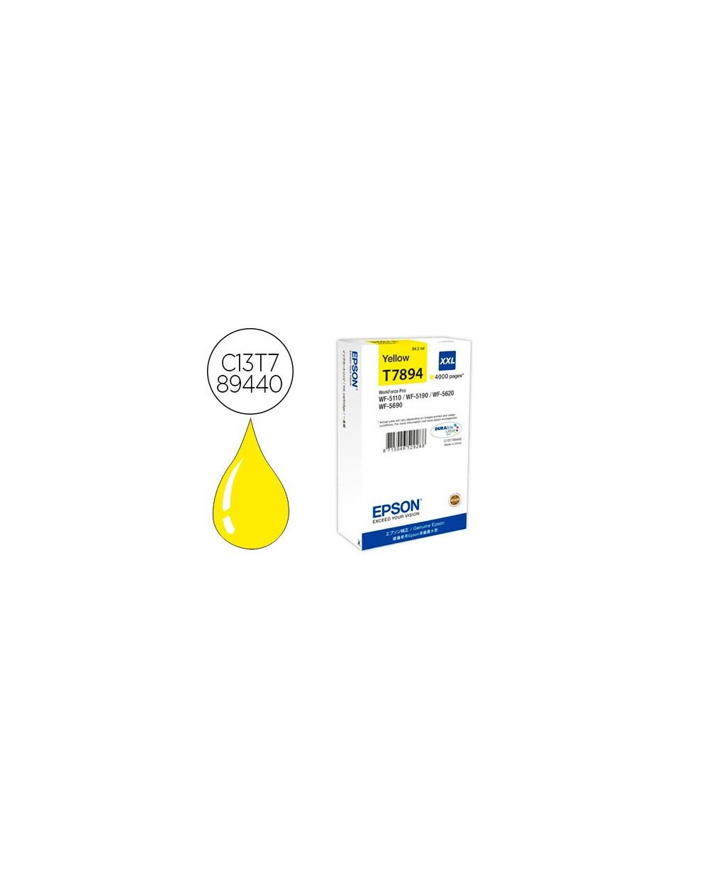 Ink jet epson t7894xxl wf 5110 5190 5620 5690 amarillo alta capacidad