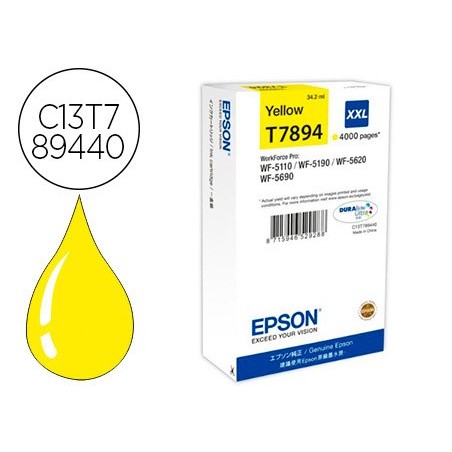 Ink jet epson t7894xxl wf 5110 5190 5620 5690 amarillo alta capacidad