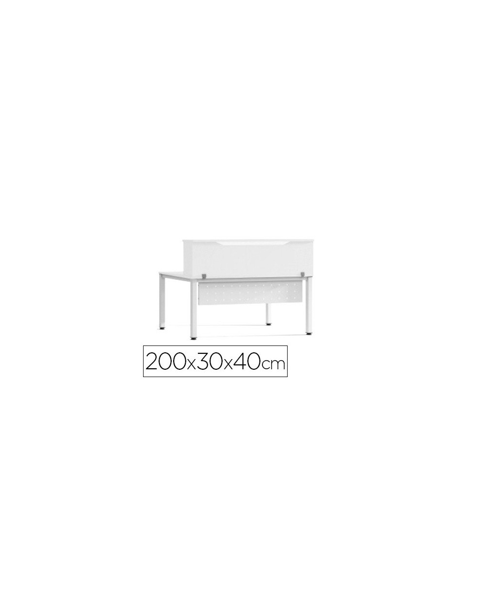 Mostrador de altillo rocada valido para mesas work metal executive 200x30x40 cm acabado aw04 blanco blanco