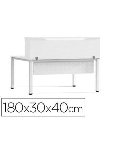 Mostrador de altillo rocada valido para mesas work metal executive 180x30x40 cm acabado aw04 blanco blanco