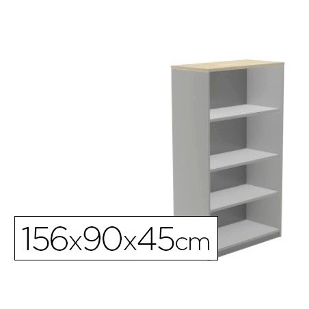 Armario rocada con cuatro estantes serie store 156x90x45 cm acabado ab02 aluminio gris