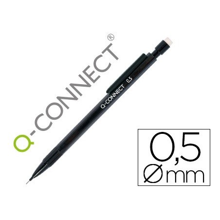 Portaminas q connect 05 mm con 3 minas cuerpo negro con clip negro