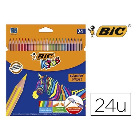 Lapices de colores bic evolution stripes caja de 24 colores surtidos