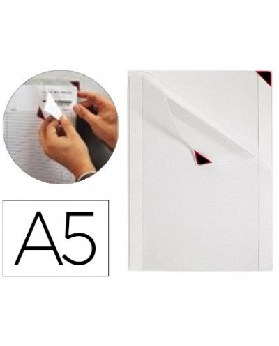 Funda de presentacion tarifold kang easy clic adhesiva removible din a5 esquina magnetica pack 5 uds