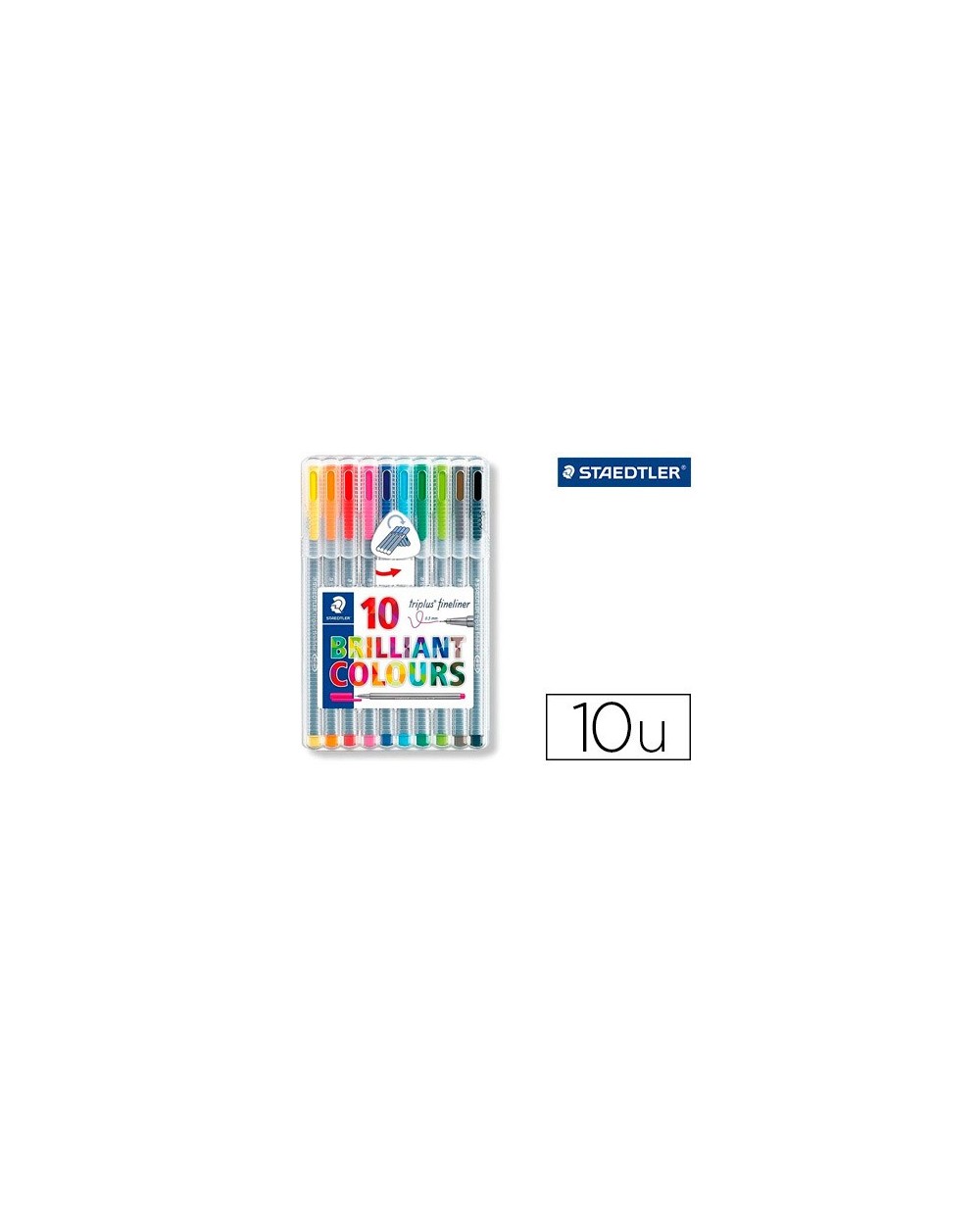 Rotulador staedtler triplus broadliner 338 estuche plastico de 10 colores surtidos